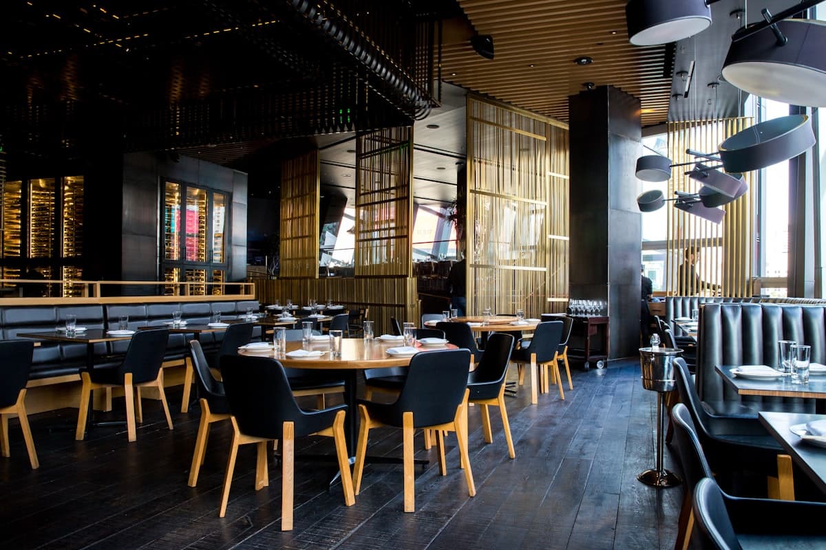 The dark, quiet dining room before service